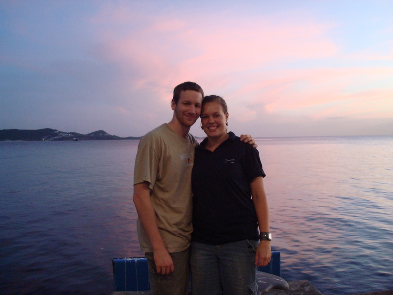 That's us in the foreground, and the Caribbean sunset in the background.